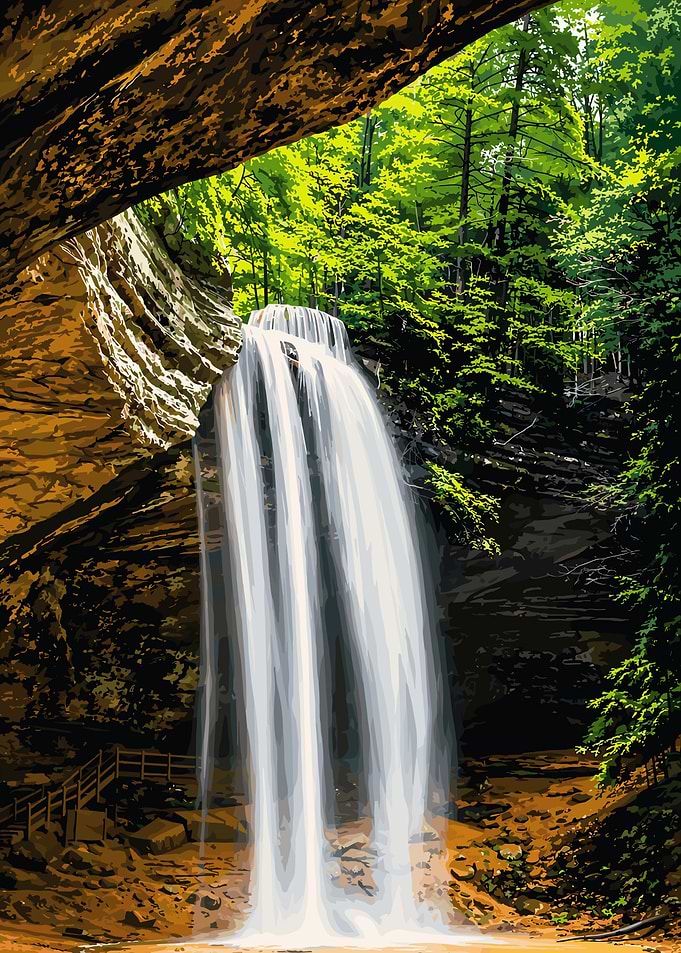 Stunning Waterfall in Lush Forest