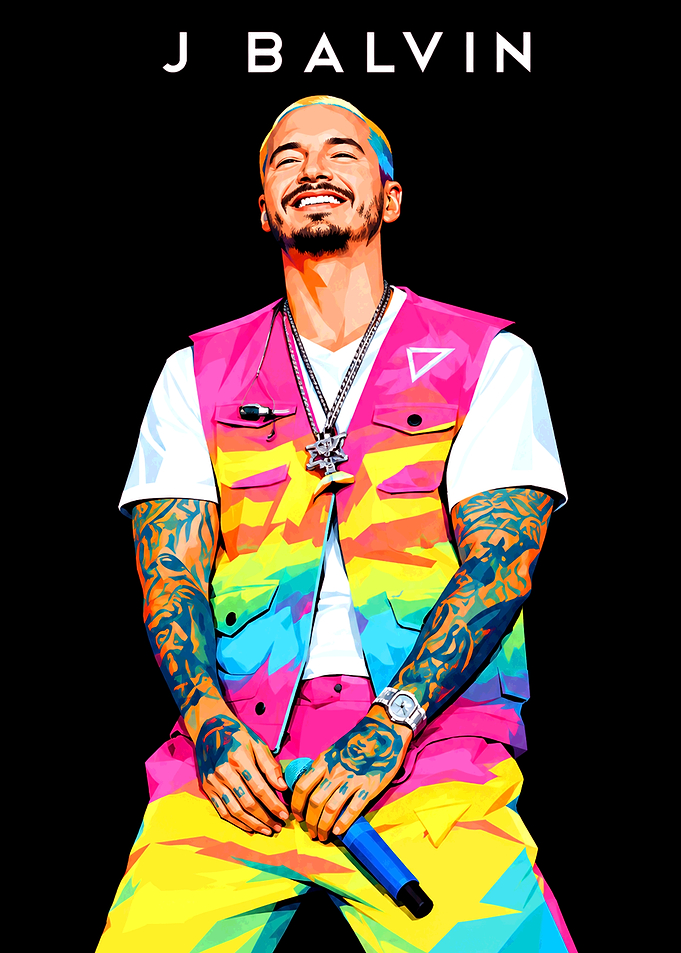 J Balvin Colorful Pop Art Portrait