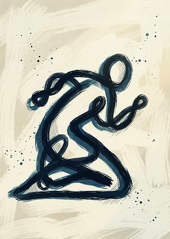 Abstract Runner Running Minimalist Brush Stroke Art