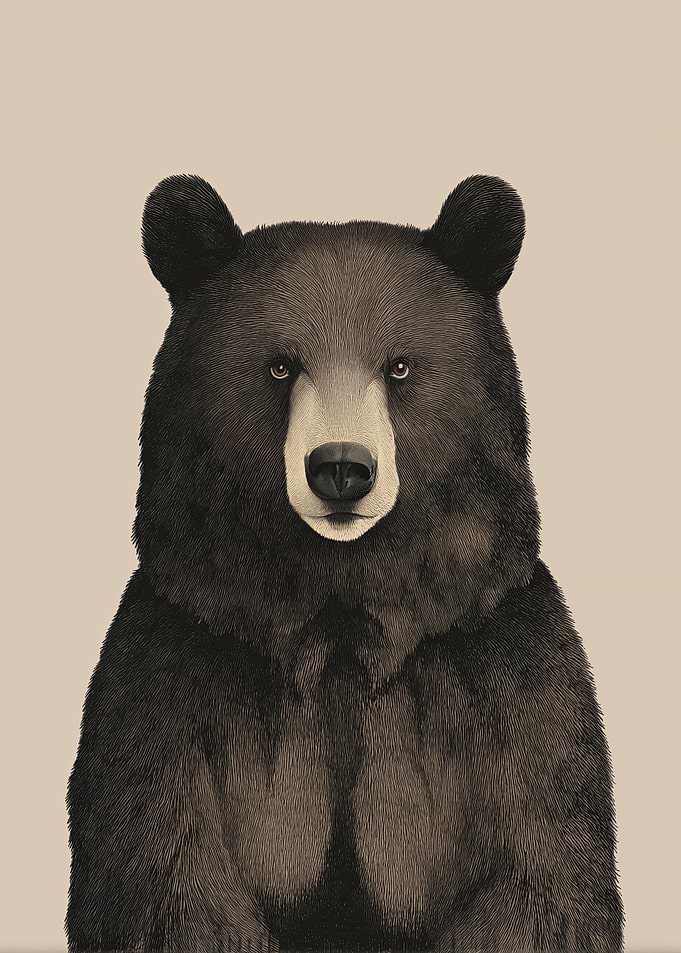 Vintage Black Bear Portrait