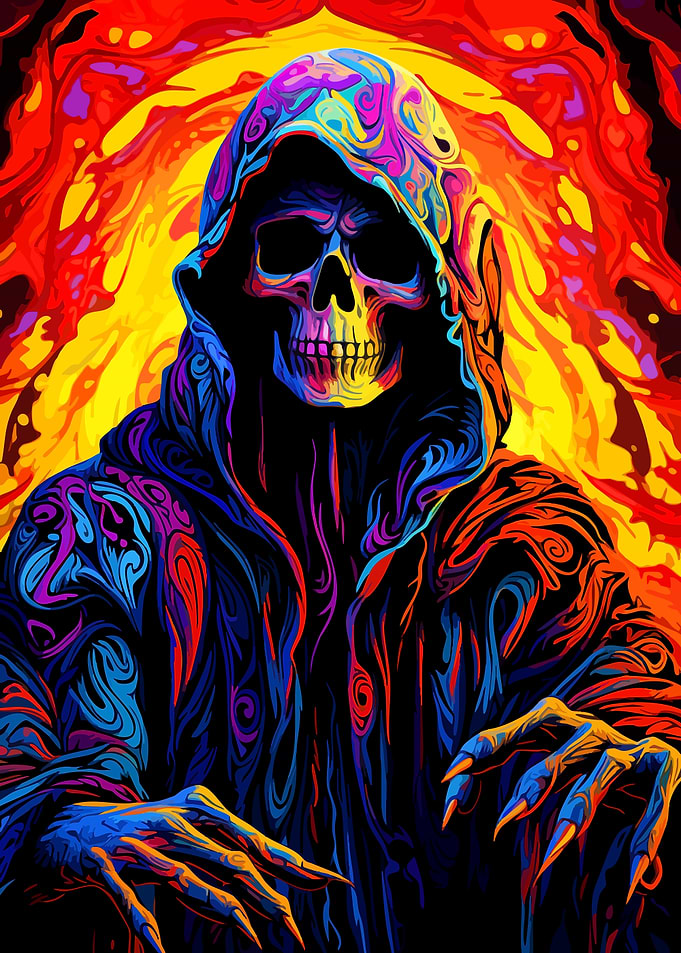 Psychedelic Grim Reaper Art