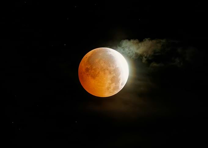 Partial Lunar Eclipse in Night Sky