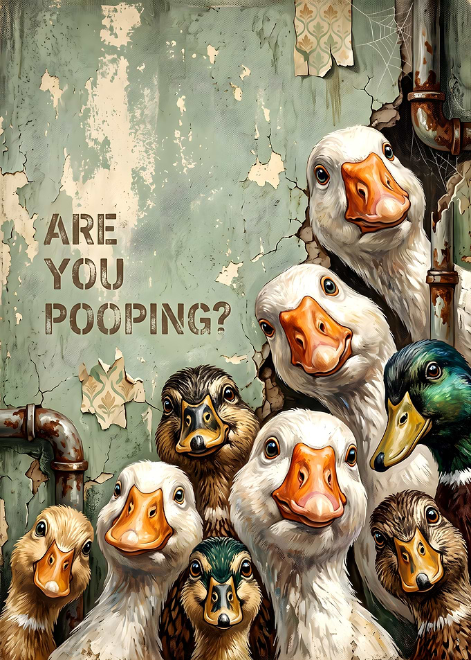 Funny Ducks Asking Are You Pooping