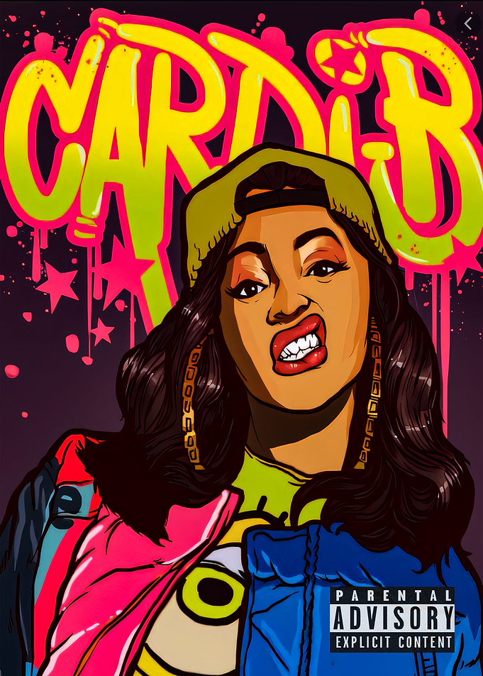 Cardi B Graffiti Style Illustration