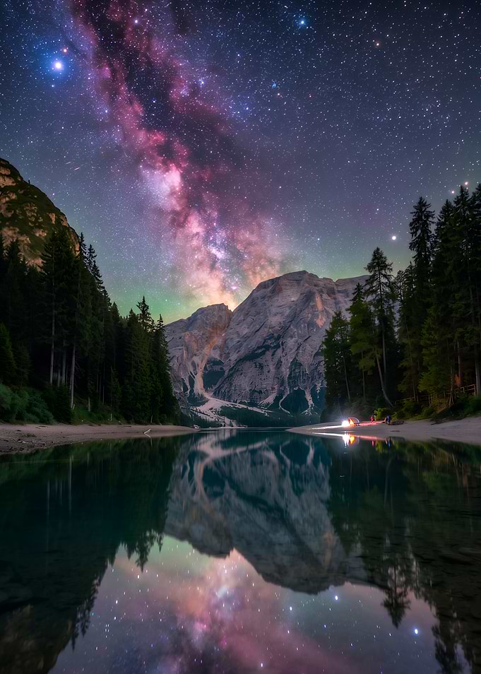 Milky Way Over Mountain Lake
