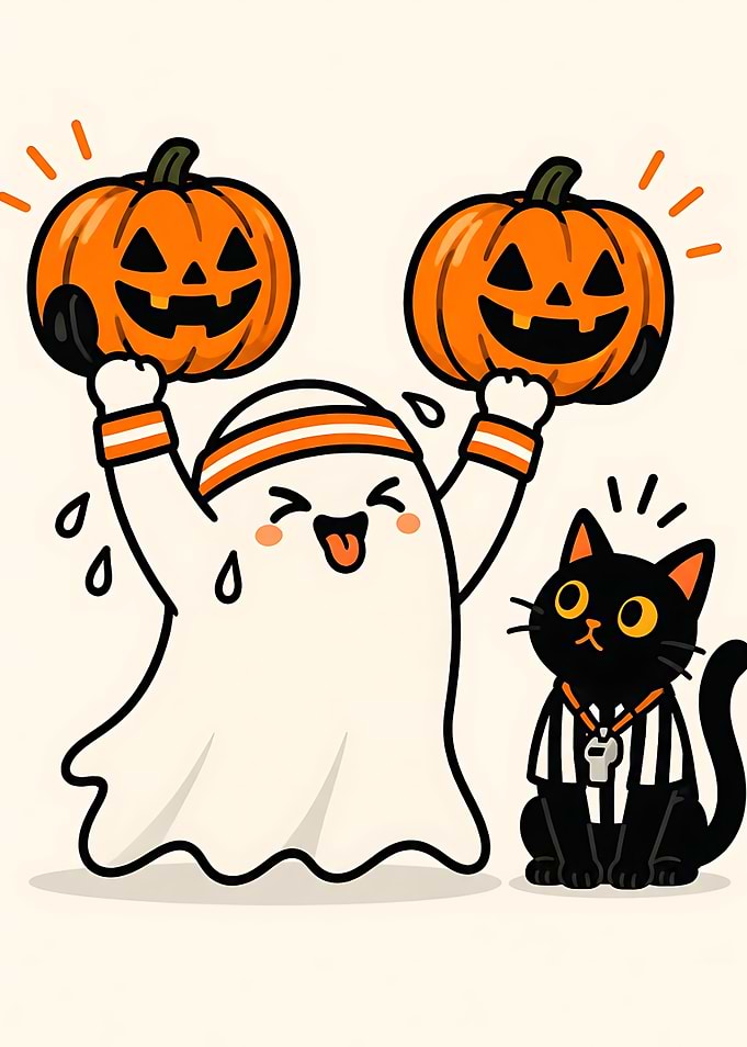 Cute Ghost and Referee Cat