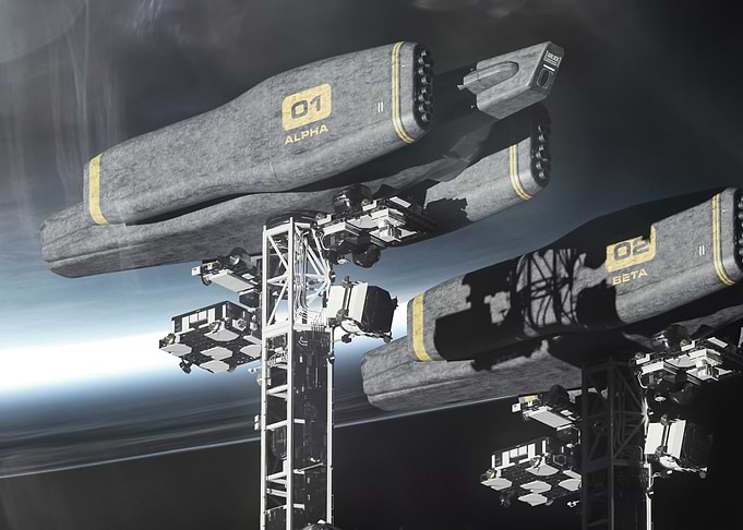 Futuristic Space Station Alpha and Beta