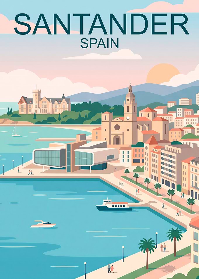 Santander Spain Travel Poster