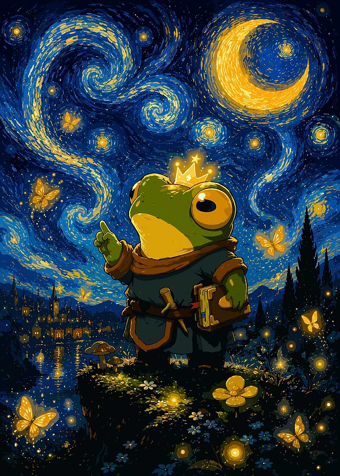 Frog King in Starry Night
