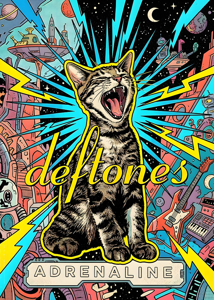 Deftones Adrenaline Cat Space Poster