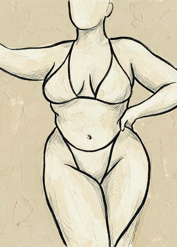 Curvy Woman Body Positivity Minimalist Line Art