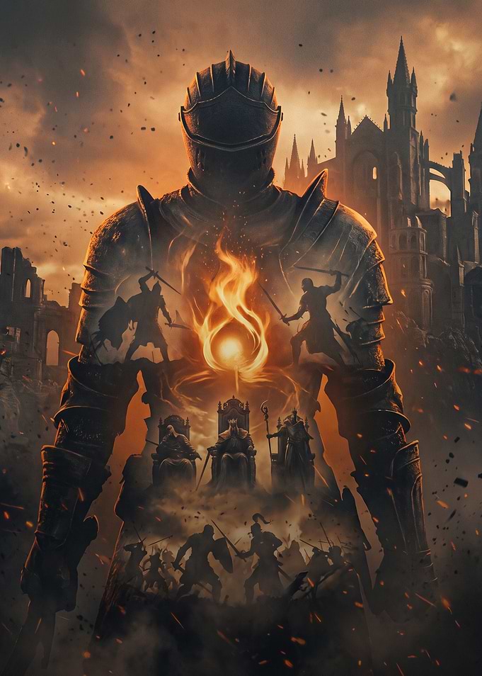 Dark Fantasy Knight Double Exposure Art