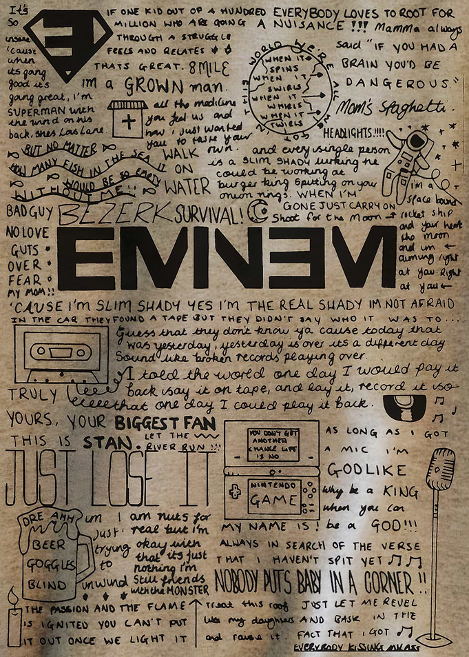 Eminem Lyric Collage Poster
