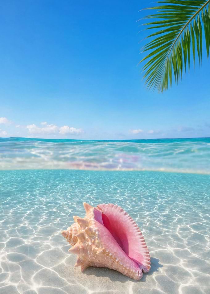 Tropical Pink Conch Shell Underwater