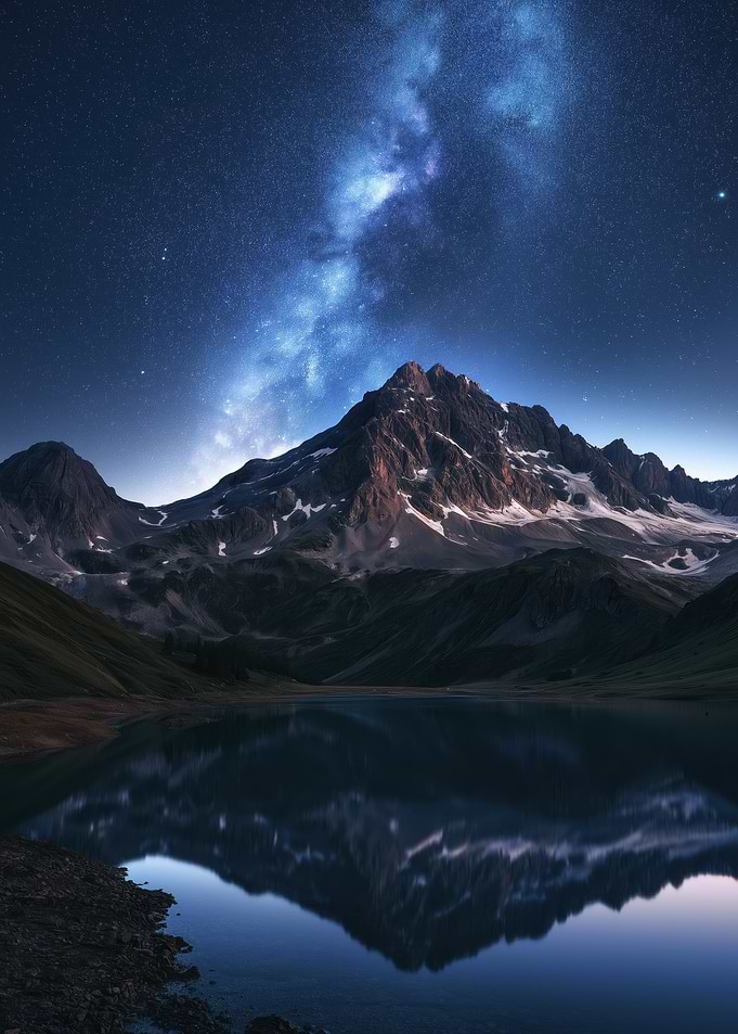 Milky Way Over Mountain Lake
