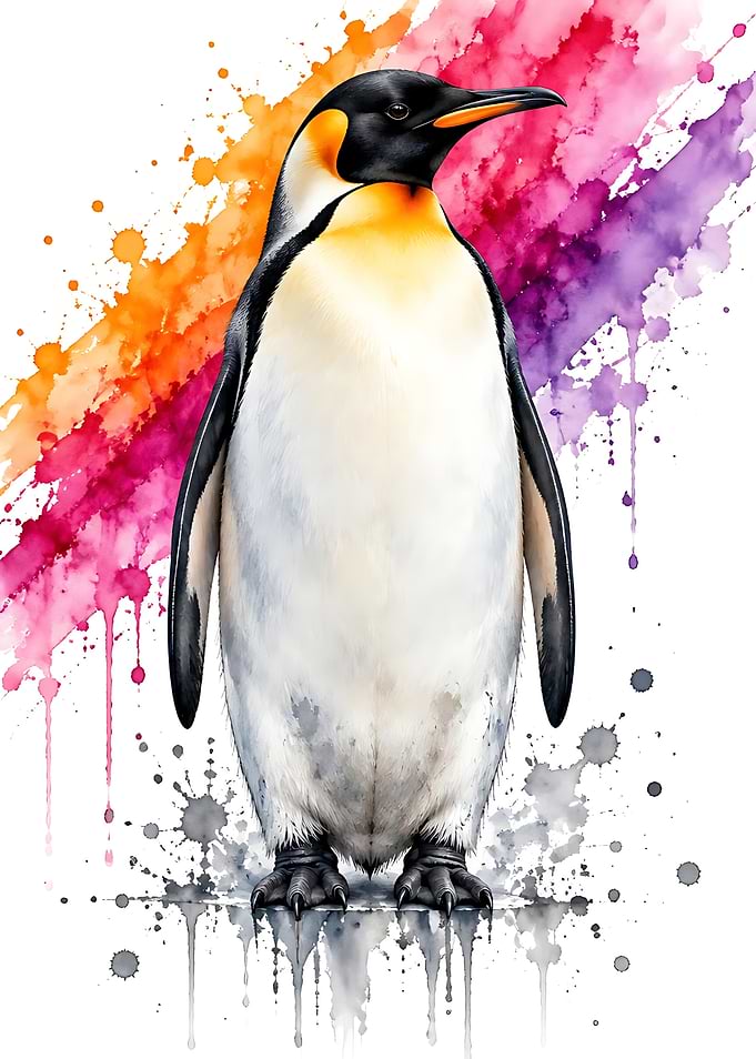 Watercolor Emperor Penguin Art