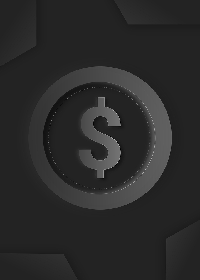 Dollar Coin Icon with Carbon Style