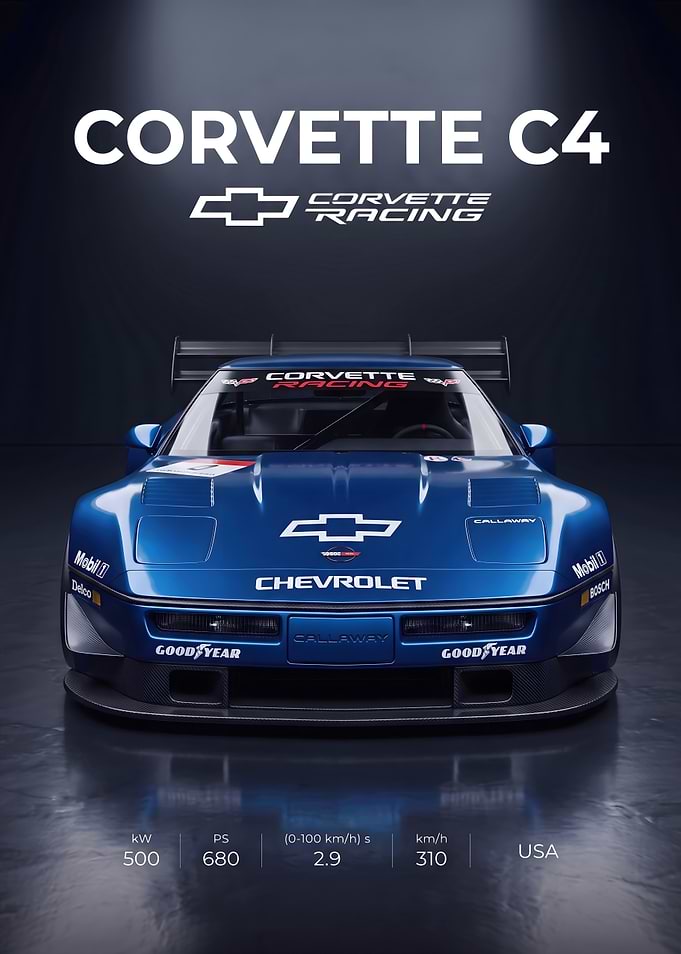 Chevrolet Corvette C4 Racing Poster