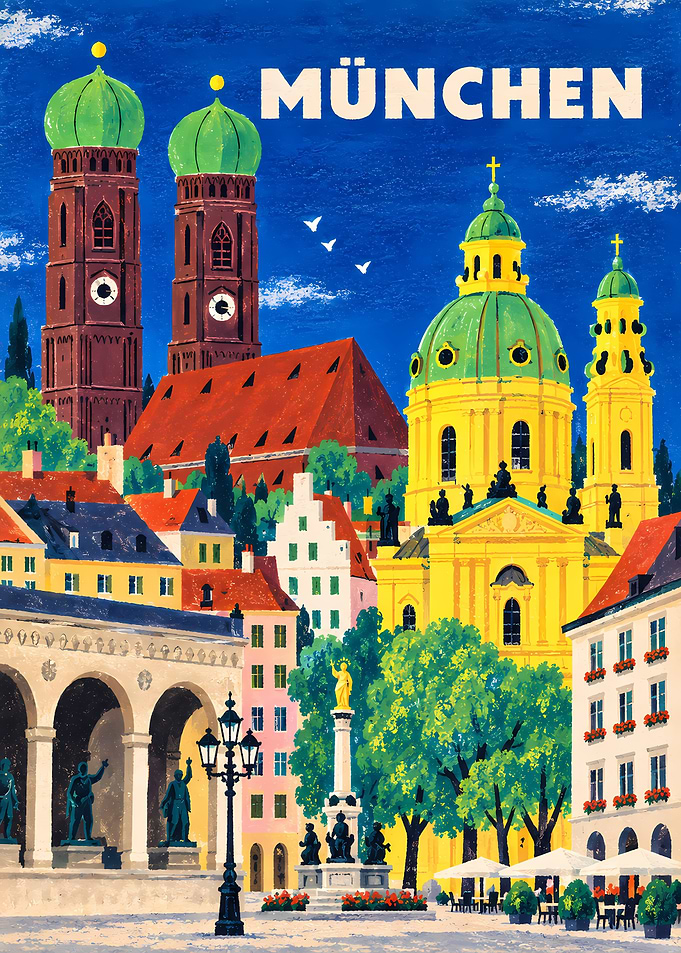 Vintage Travel Poster of Munich
