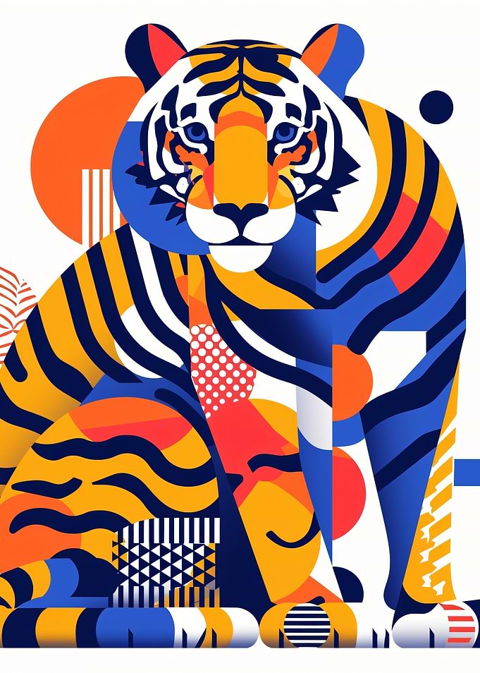 Geometric Pop Art Tiger Illustration
