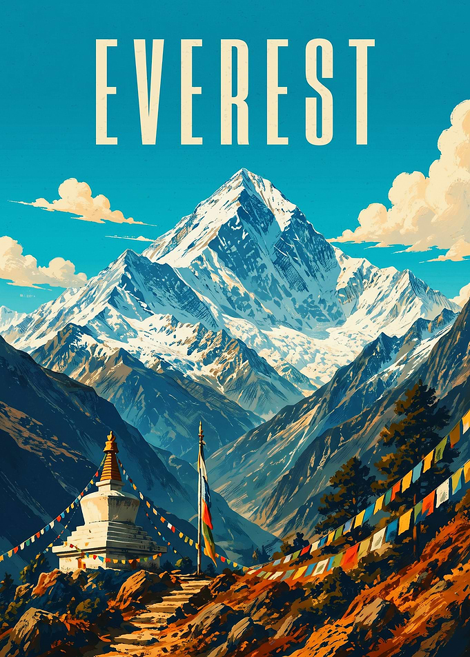 Mount Everest Travel Mountain Vintage Poster