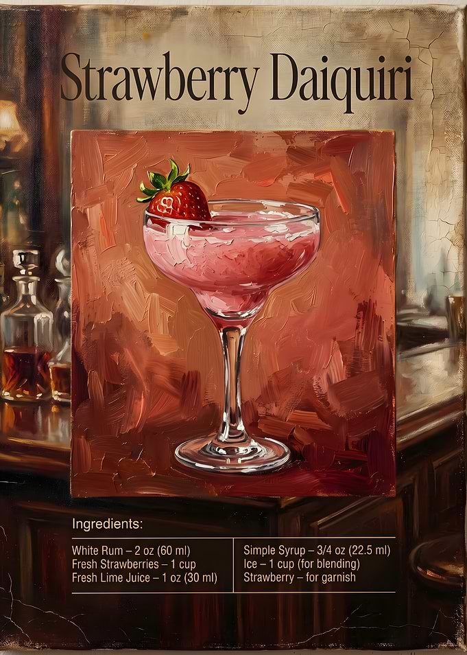 Strawberry Daiquiri Cocktail Recipe Art