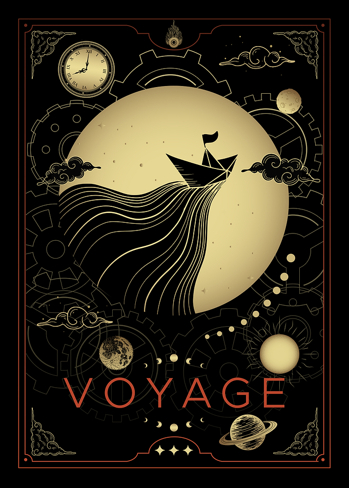 Voyage Steampunk Paper Boat Poster