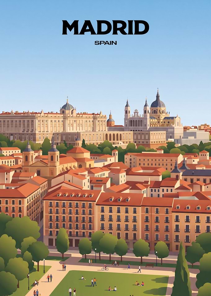 Madrid Spain Cityscape Travel Poster