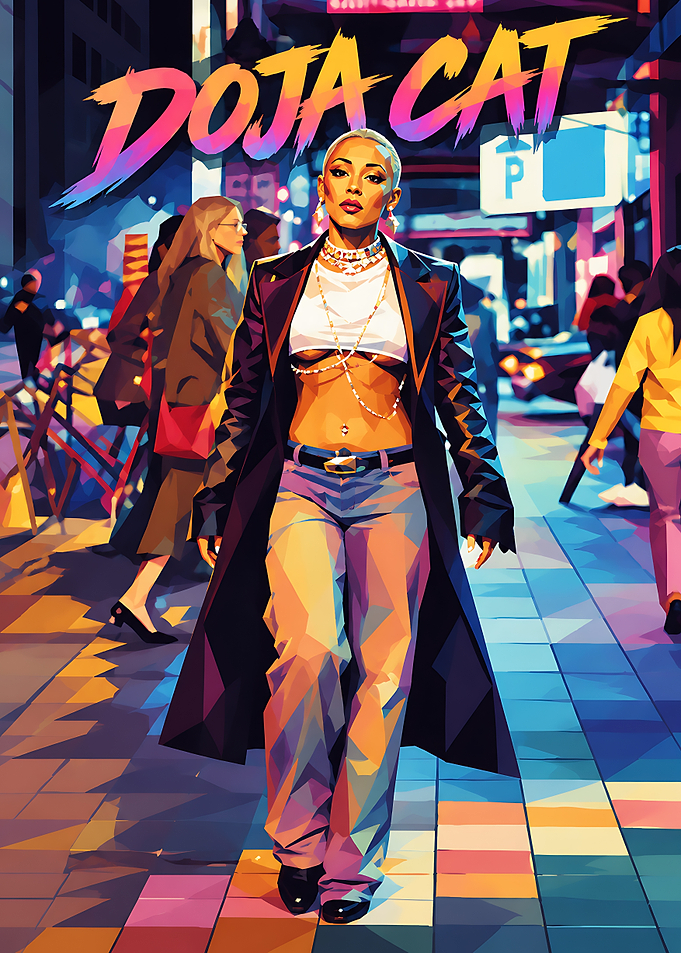 Doja Cat Low Poly City Portrait