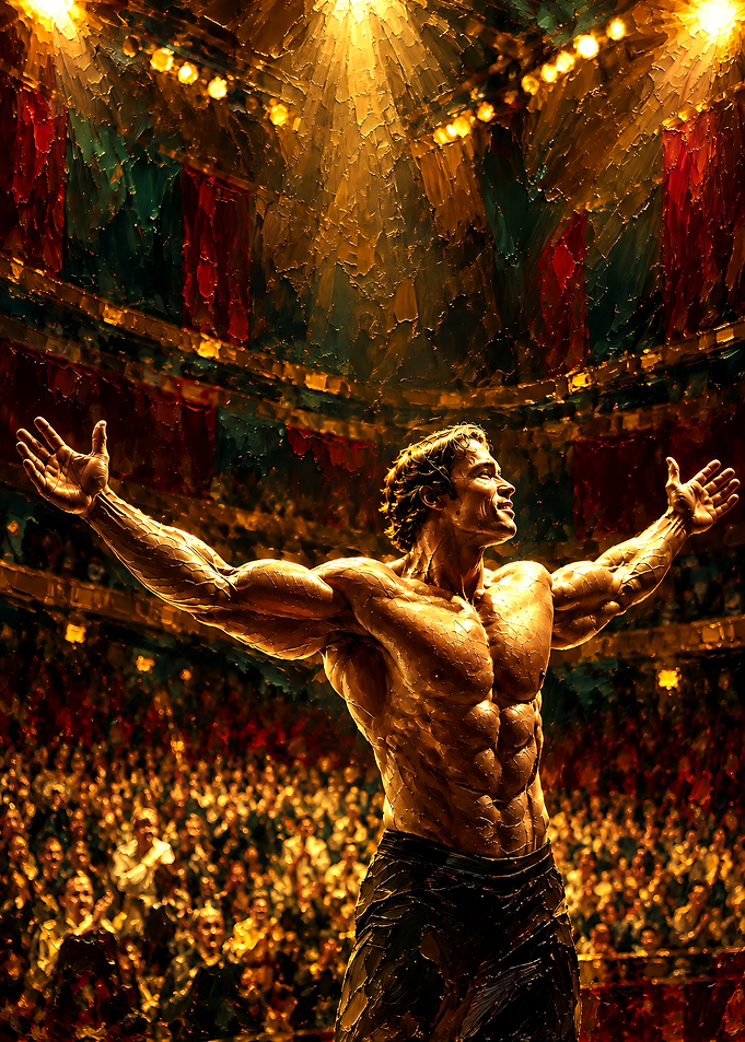 Arnold Schwarzenegger Bodybuilding Victory Painting
