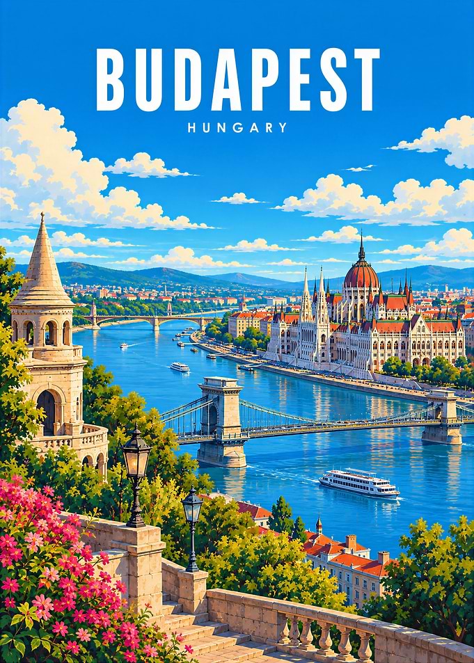 Budapest Hungary Travel Poster