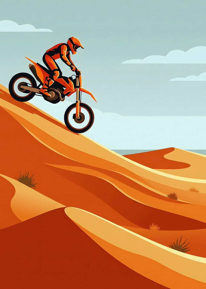 Motocross Rider on Desert Dunes