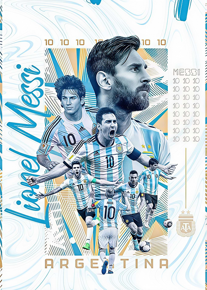 Lionel Messi Argentina Football Poster