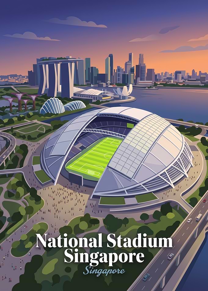 National Stadium Singapore Travel Poster
