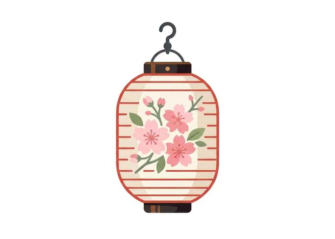 Japanese Paper Lantern with Cherry Blossoms