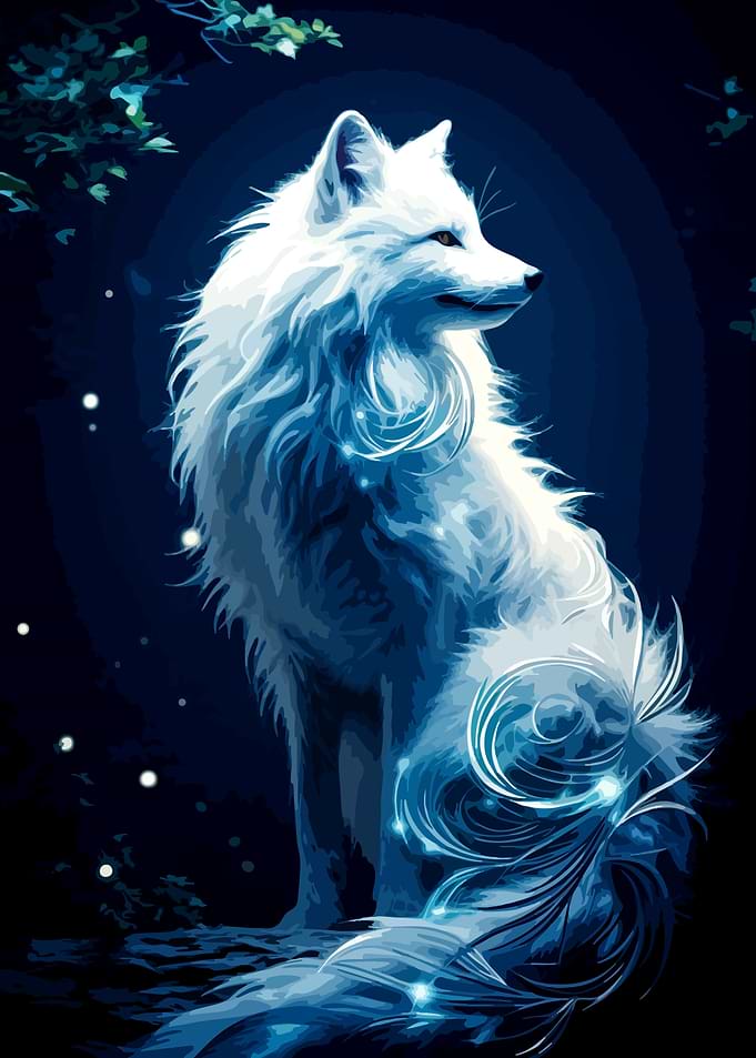 Ethereal Glowing White Wolf