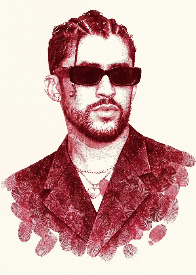 Bad Bunny Portrait Illustration