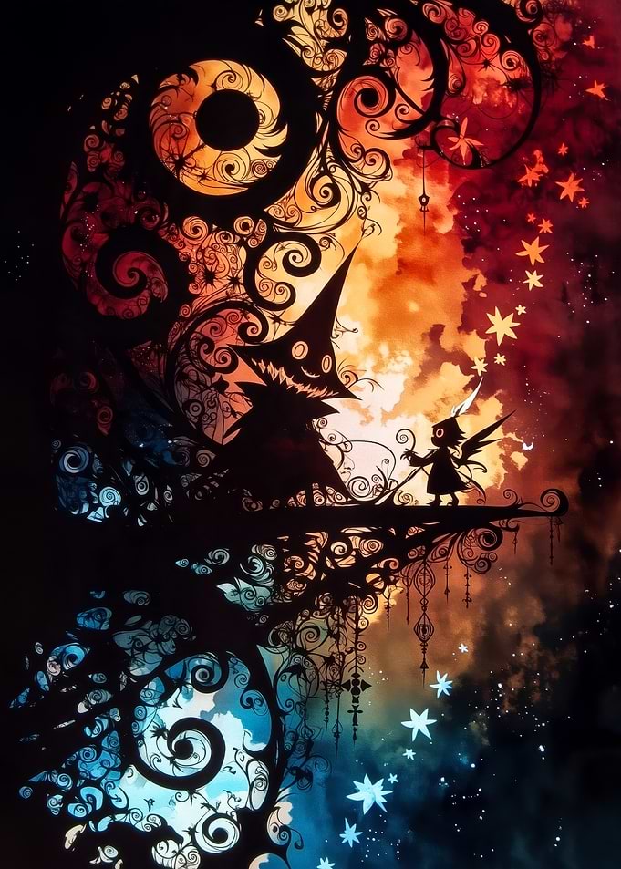 Whimsical Silhouette Fantasy Art