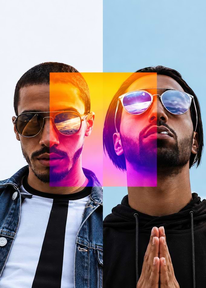 Dual Portrait with Gradient Overlay