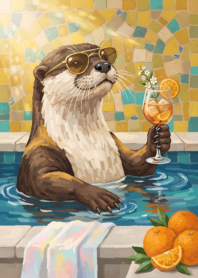 Cool Otter Relaxing in Pool