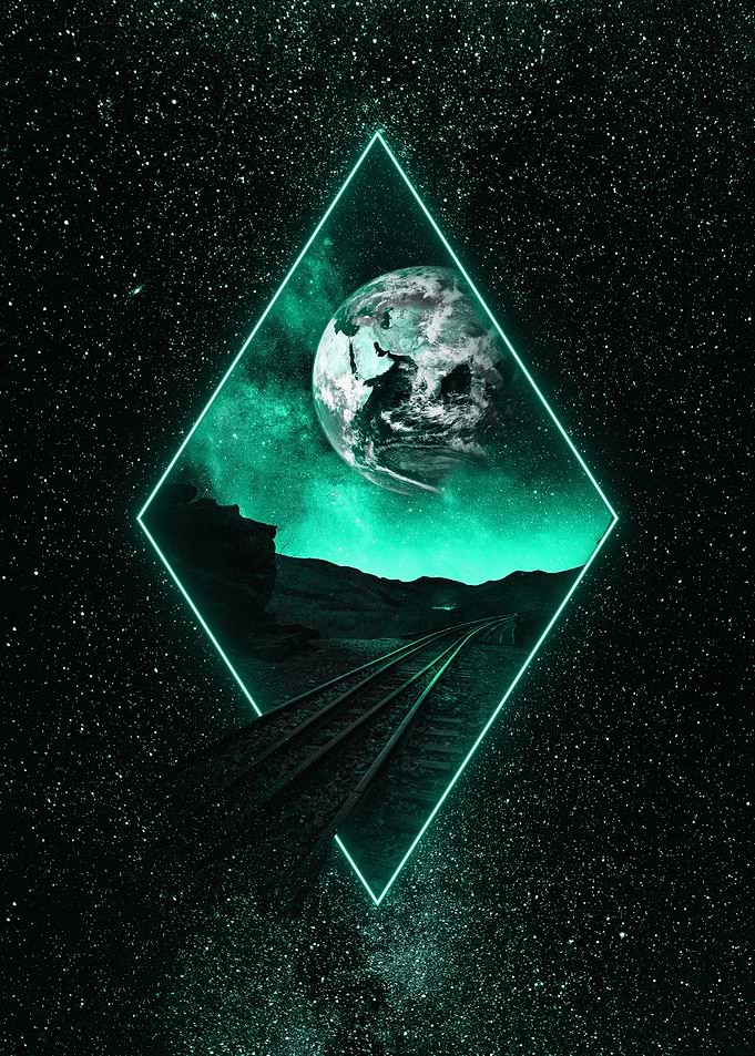Surreal Diamond Portal to Space