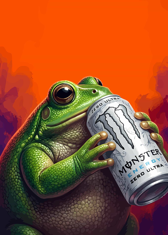Frog Drinking Monster Energy Drink