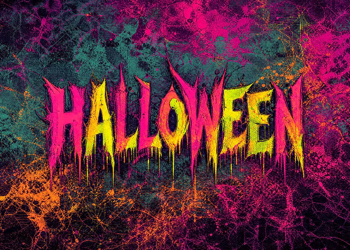 Neon Drip Halloween Text Art