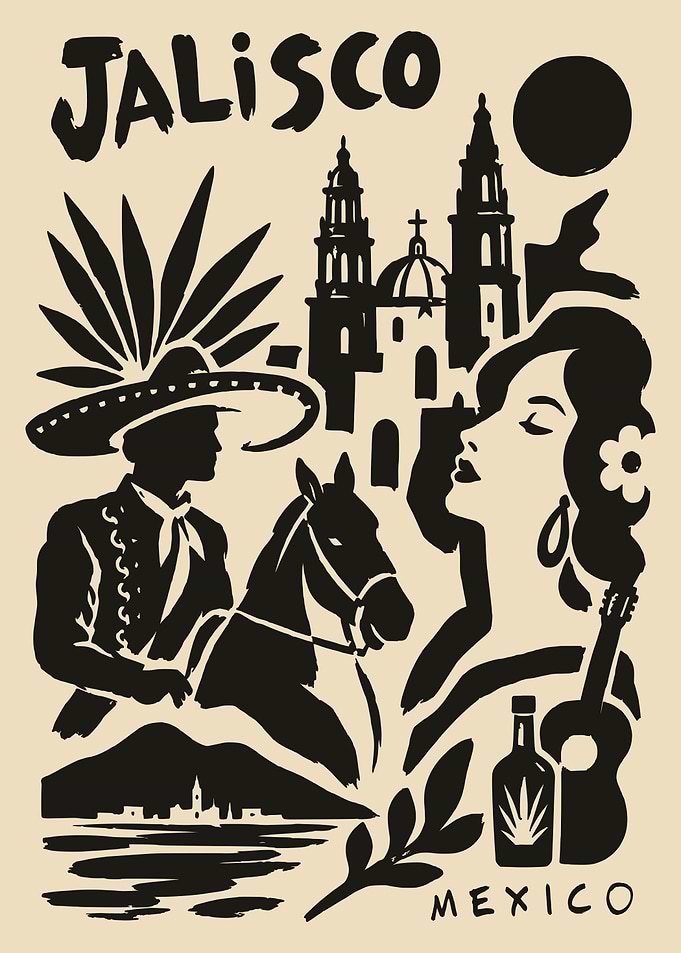 Jalisco Mexico Vintage Travel Poster