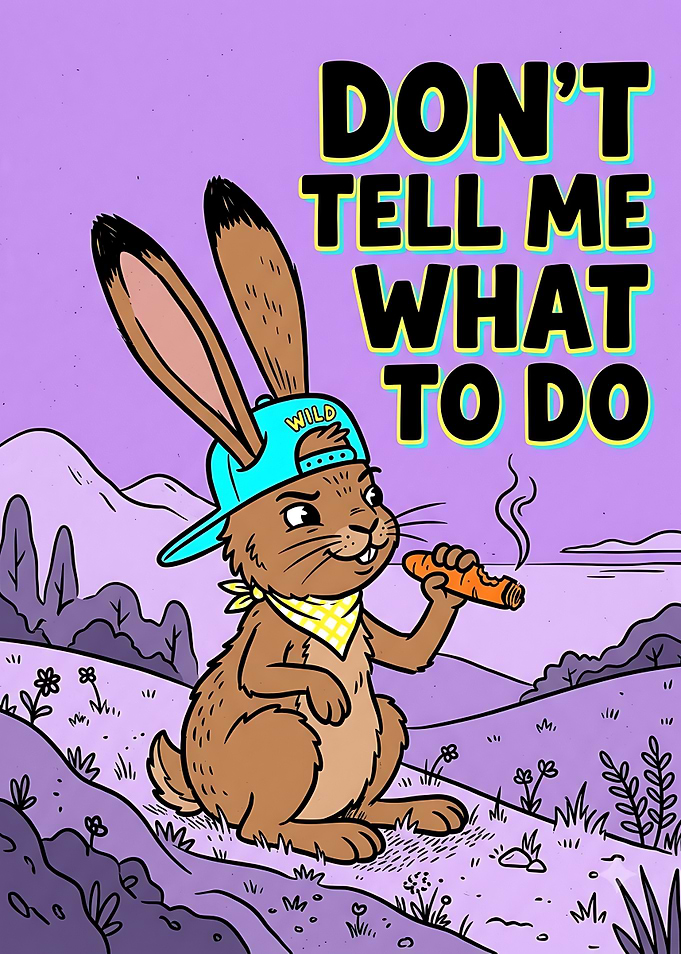 Rebellious Rabbit with Carrot Illustration