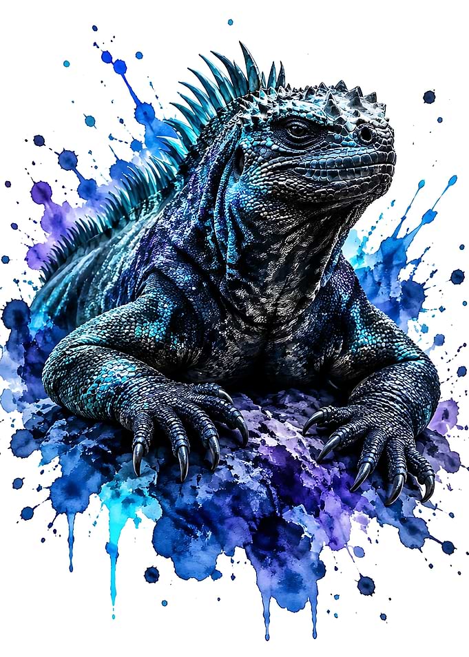 Watercolor Marine Iguana Art