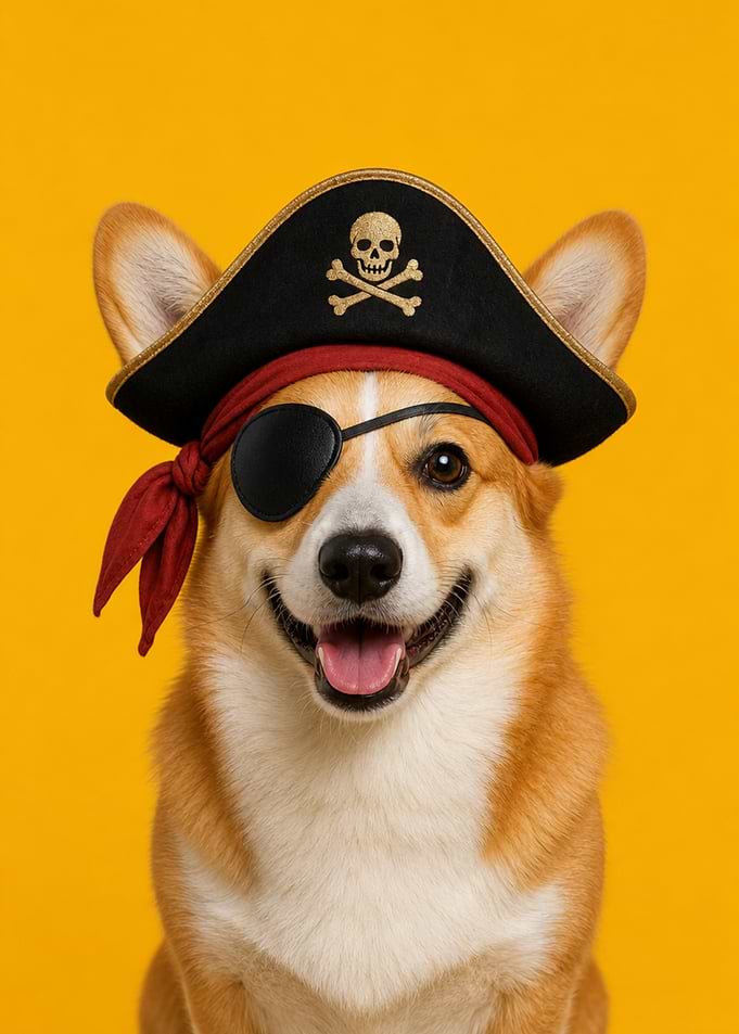 Corgi Wall Art — Pirate Pet Portrait