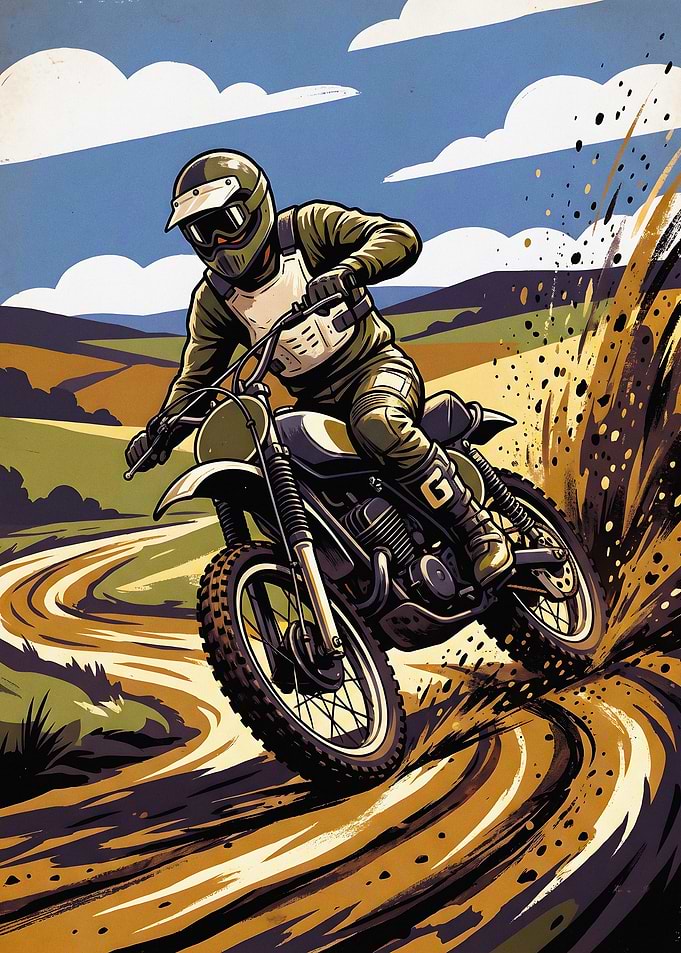 Motocross Rider Kicking Up Dirt