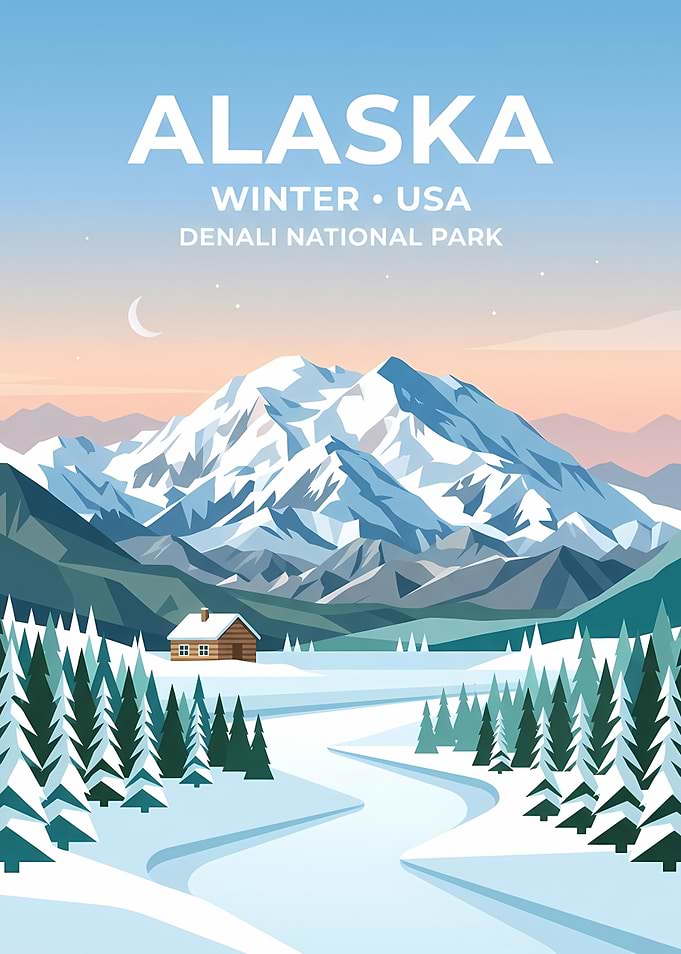Alaska Denali National Park Winter Poster