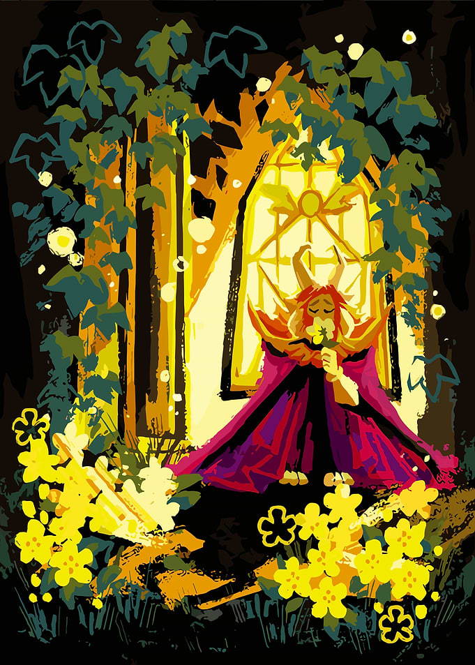 Asgore Dreemurr Smelling Golden Flowers